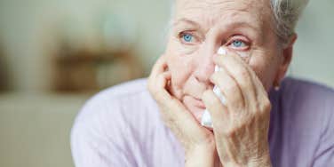 older woman crying