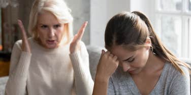 Older woman frustrated with younger woman