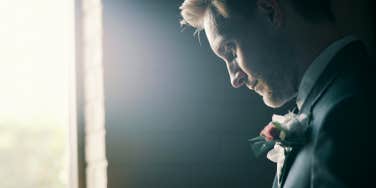 pensive groom