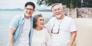 man and elderly parents