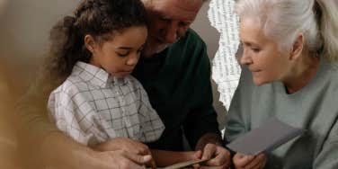 Granddaughter with grandparents