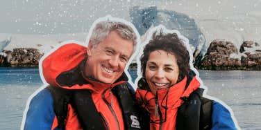 Author and her husband in Antarctica 
