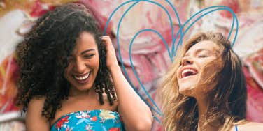 a Black woman and a white woman in a collage, both radiating happiness