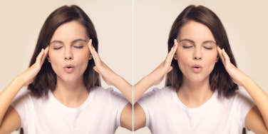 woman trying to clam down