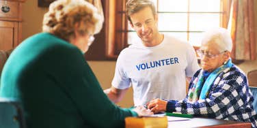 Man spending time with elder community