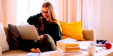 woman working on laptop