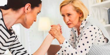 mother in law facing off with daughter in law