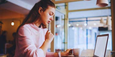 woman focused on her work
