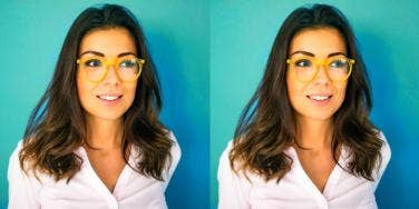 woman with yellow glasses