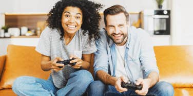 Man and woman smiling and just being friends