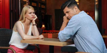 Unhappy Couple on date 