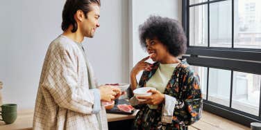 Two people meeting for the first time 