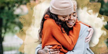 Couple embracing each other in the bark