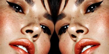 double image of a thoughtful woman
