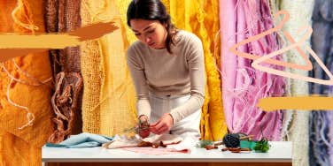 woman upcycling clothing