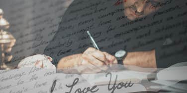 man writing a love letter