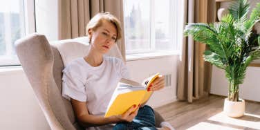 woman reading a book