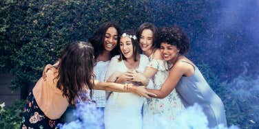 Friends together at baby shower