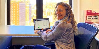 working on my book proposal in 2019 in my friend's office
