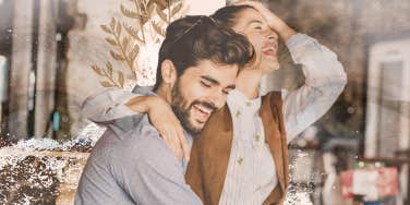 Man and woman laughing