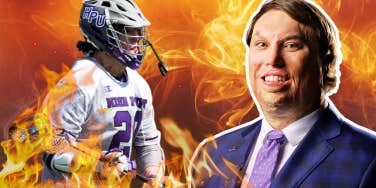 Author playing lacrosse and speaking his story