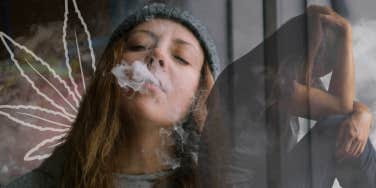 Woman smoking weed