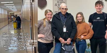Callisburg High School students with their janitor