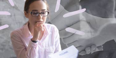 Woman nervous during job interview