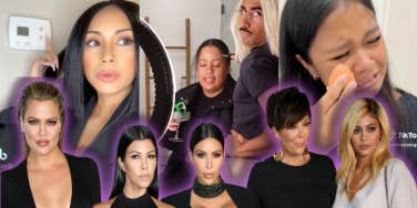 Kardashian family overlaid screenshots from parody TikToks