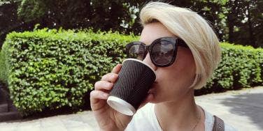 woman drinking coffee