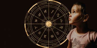 kid looking up, zodiac wheel