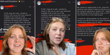 Woman talking about former CEO's request