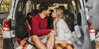 Woman leaning in to partner whispering sweet semi true truths 
