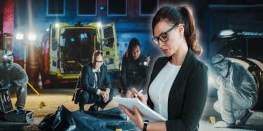 woman at crime scene