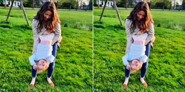 A mom playing with her daughter at the playground