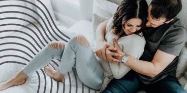 couple snuggling