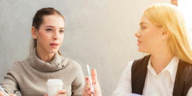 Woman having conversation 