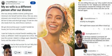 woman smiling, reddit post, reddit comments