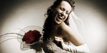photo of bride in white dress