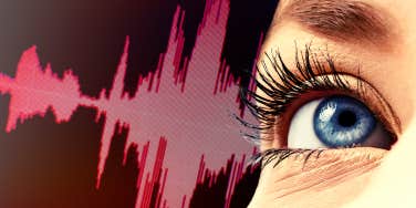 woman's eye and soundwaves
