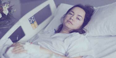 woman in hospital's bed