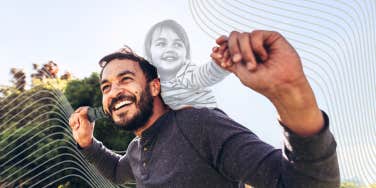 man happy with his sone fading on his shoulders