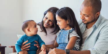 diverse family smiling