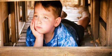 unhappy child inside