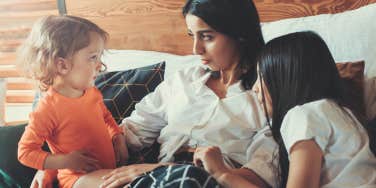 mom talking to kids