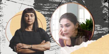 Middle aged woman upset with arms crossed