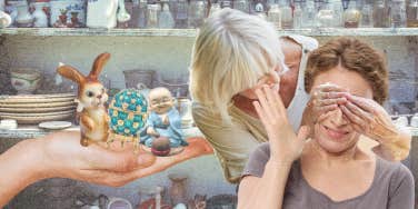 Mother giving away all her knick knacks