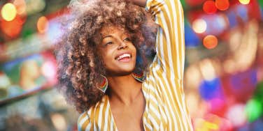 Woman dancing care free 