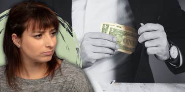 Woman looking suspiciously
