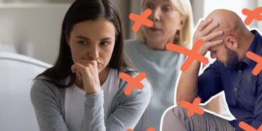 Older mom arguing with daughter